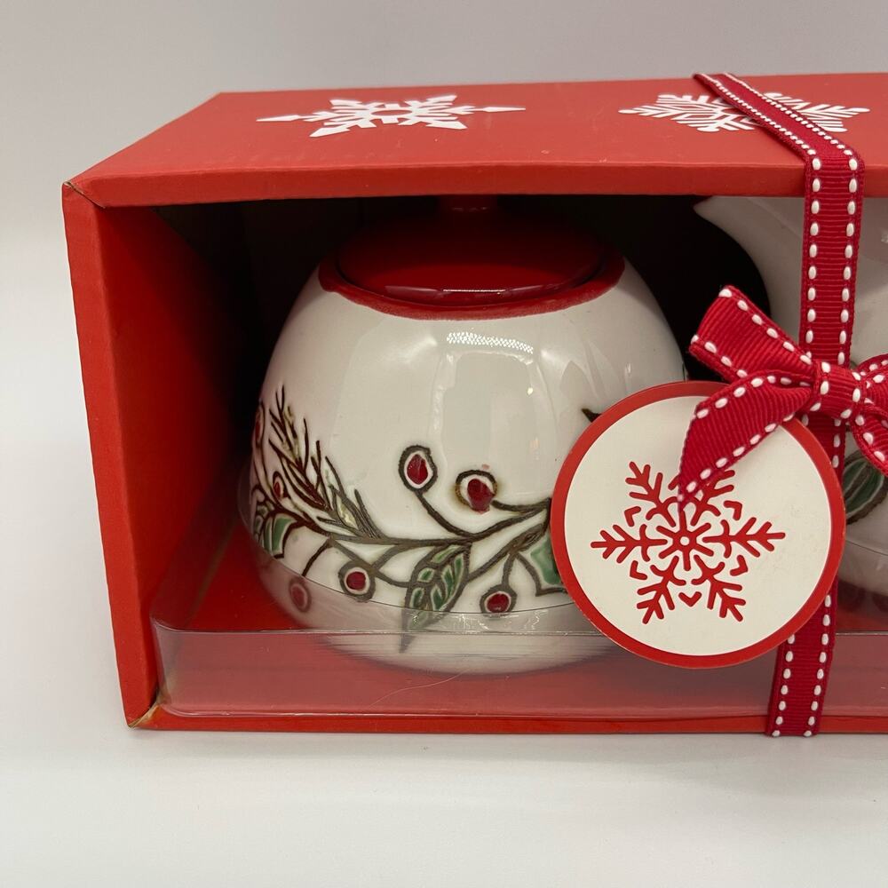 Spectrum Designz Hand Crafted 2016 Gift Set Cream & Sugar Christmas Holly 2016 - Picture 6 of 7